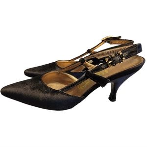 Salvatore Ferragamo Pointy Toe Sling back velvet heels
